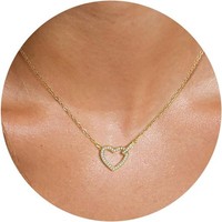 Herzkette 18K Gold/WeißGold Vergoldet Damen Halskette Geschenk FüR Frauen
