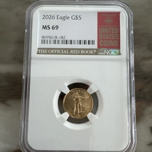 2026 $5 American Gold Eagle MS69 NGC  1/10 oz fine gold