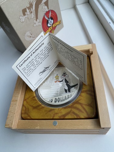 2015 Canada Two Ounce Fine Silver Coloured LooneyTunes Sylvester & Tweety - Picture 9 of 11