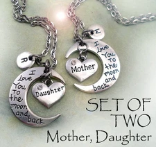 Mother & Daughter I Love You to the Moon and Back Necklaces - Set of 2 Necklaces