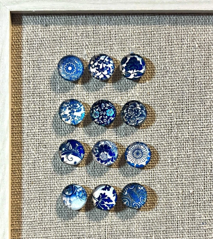 Prendedores decorativos florales azules blancos - chinoiserie inspirados en chinoiserie Foto 3 de 4