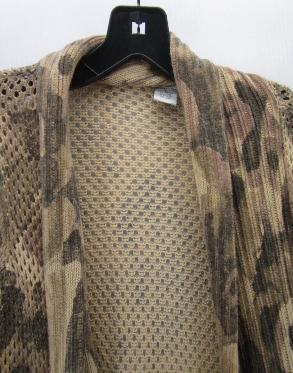 Alberto Makali Sweater Women Large Brown Wool Blend Open Cardigan