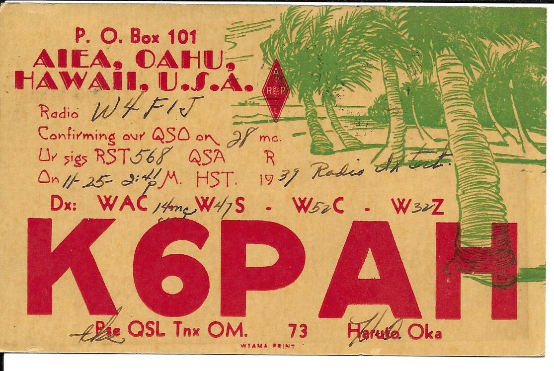 I♡Hawaii QSL 1940 K6PAH Hawaii radio card | eBay