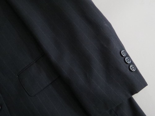 Classic J Press navy blue pin stripe three button flat front sack suit 42 R - Picture 10 of 18