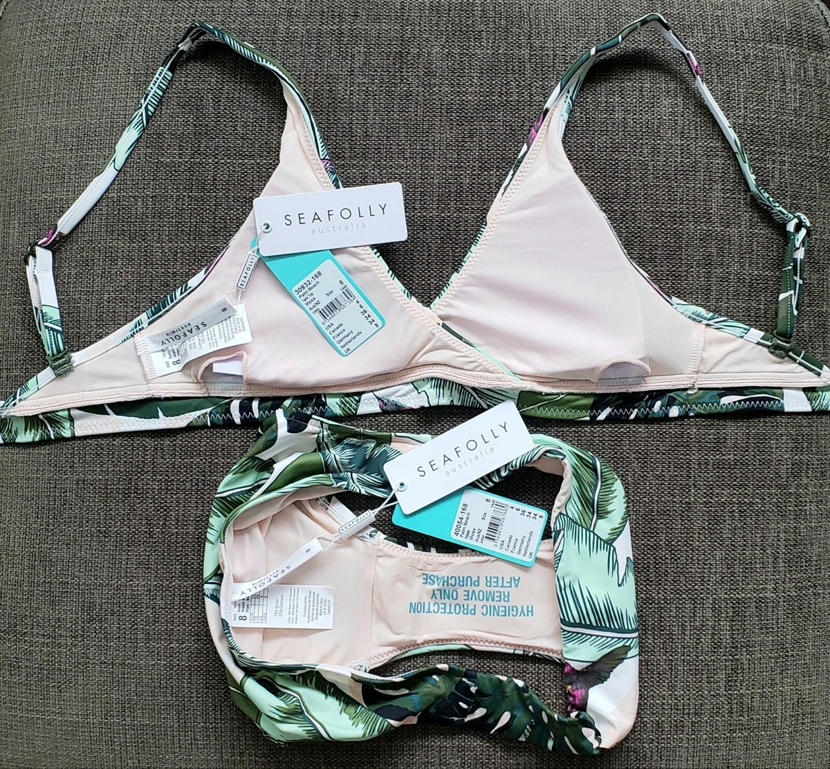 NWT Seafolly Women Palm Beach Biniki Top & Hipster Bottom