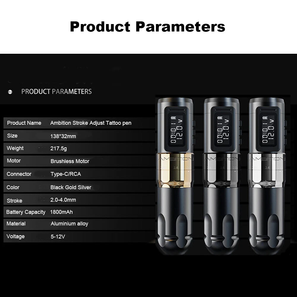 Wireless Tattoo Machine Pen 6 Stroke Length Adjustable 2.0-4.0mm Brushless Motor - product detail image 6