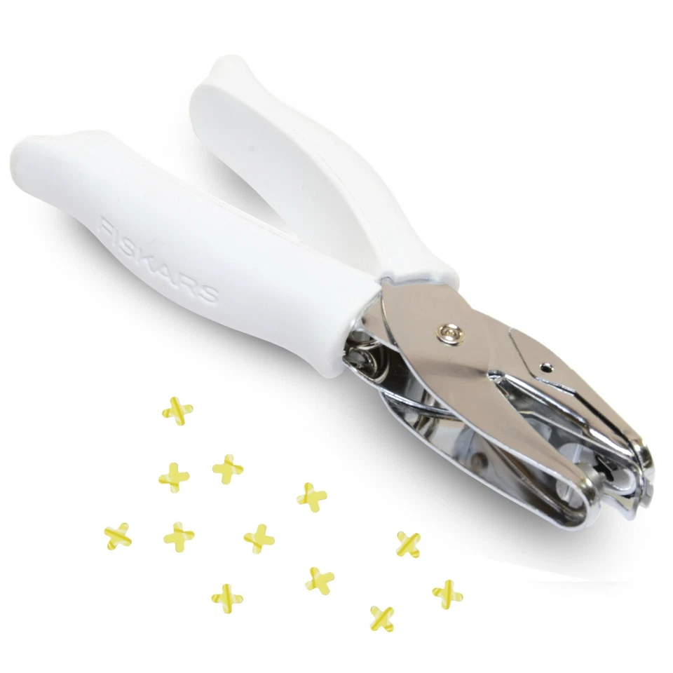 Fiskars Cross Stitch Hand Hole Punch Scrapbooking 1/4" Confetti Cushioned Grip - Image 2 of 4