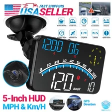 Digital Speedometer Universal GPS Car HUD Head Up Display MPH Overspeed Alarm 5"