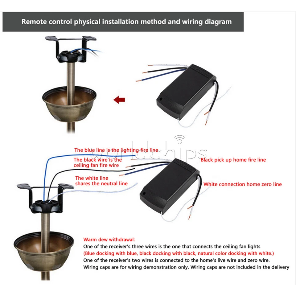 Universal Ceiling Fan Lamp Light Remote Control Receiver Kit Timing 110V/220V - Image 4 of 4