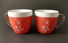 N.F.C. Enterprises Vintage Thermal Cups Mugs 60s Red White Holiday Flowers