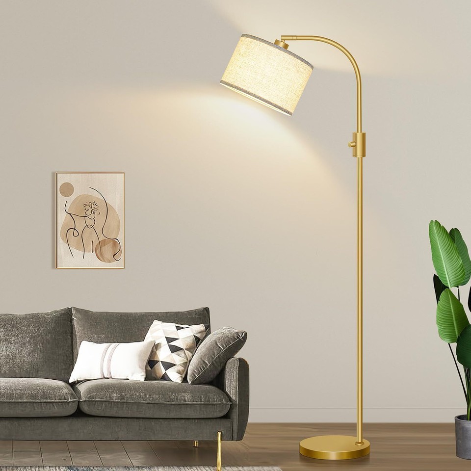 【Upgraded】 Dimmable Floor Lamp, 1200 Lumens LED Bulb Included, Gold Arc