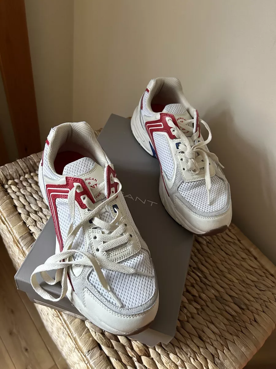 GANT womens this season pre owned red and cream mesh leather Mardii trainers
