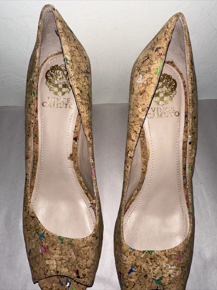 Vince Camuto Ashlyn Colorful Confetti Cork Pumps 9.5/39.5 NWOB - Imagem 3 de 4