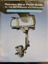 Rearview Mirror Phone Holder for Car - 360 deg Rotatable and Retractable