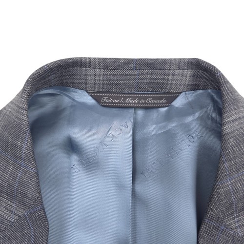 $848 Jack Victor Midland Gray & Blue Plaid Wool Sport Coat Blazer Mens Size 44L - Picture 8 of 14