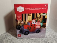 Santa Claus Delivery Truck 7.5 ft Airblown Inflatable Xmas Holiday Time NIB NEW