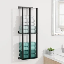 Towel Racks for Bathroom, Wall Mounted Holder, 2 Tier B-26", Black 