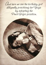 Funny Yoga Pinot Grigio Position Birthday Card ? Hilarious Greeting Card For Her