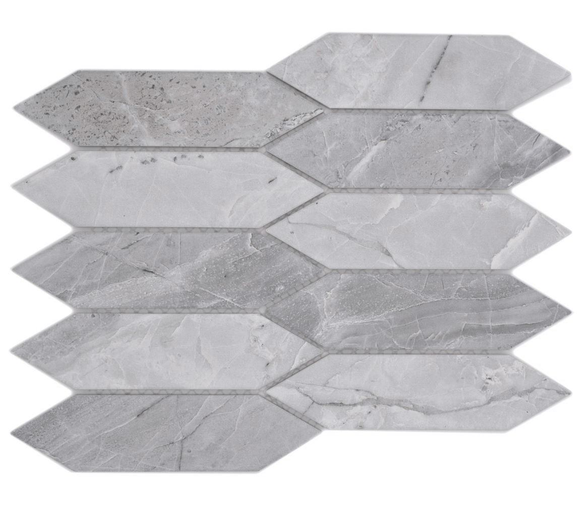 Cerámica Mosaicos Hexágono Aspecto de Piedra Langgezogen Gris Claro 10 Mates