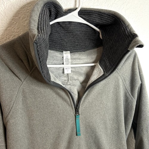 Ivivva Lululemon Shiver Stopper Fleece Pullover Girls Size 14 Gray Herringbone - Picture 2 of 6