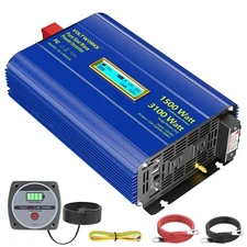 1500Watt Pure Sine Wave Inverter with 3100W Surge Peak Power DC 12V to 110V 120V
