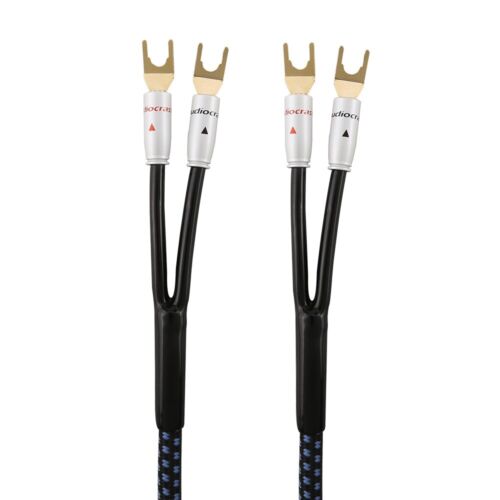 Pair OCC Silver Plated Wire with Banana Spade Plug HiFi Audio Speaker Cable - Picture 10 of 10