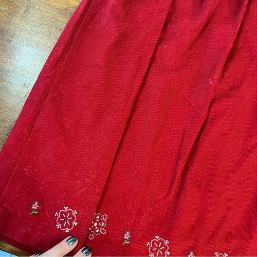 My Twinn vintage corduroy red floral embroidered dress size medium girls - Picture 11 of 11