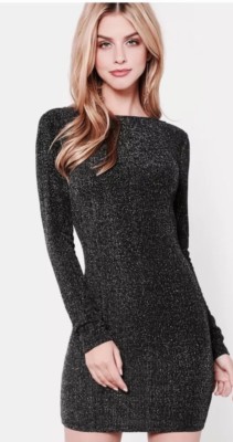 Topshop Sparkly Glitter Black Fitted Black Dress | eBay UK