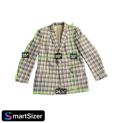 Vintage American Craftsman Blazer Blue Tan Plaid - Picture 6 of 12