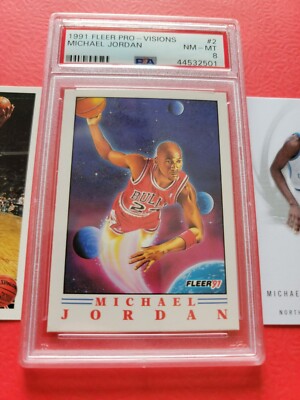 MICHAEL JORDAN 91 FLEER PRO VISIONS CARD GRADED PSA NM- MINT
