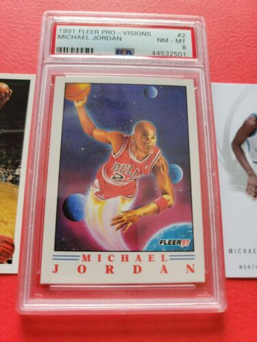 MICHAEL JORDAN 91 FLEER PRO VISIONS CARD GRADED PSA NM- MINT & 96-97 TOPPS & SP - Picture 2 of 8