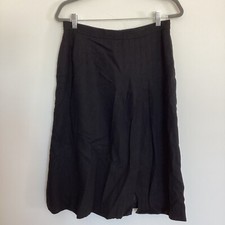 Vintage Evan Picone Black Wool Pleated MIDI Skirt Size 16