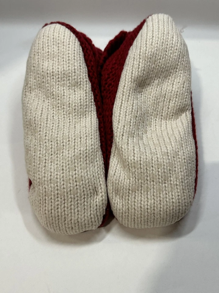 Botines forrados de piel de oveja sintética de punto jaspeado para mujer con pinzas estrellas por encima del rojo O/S Foto 3 de 4