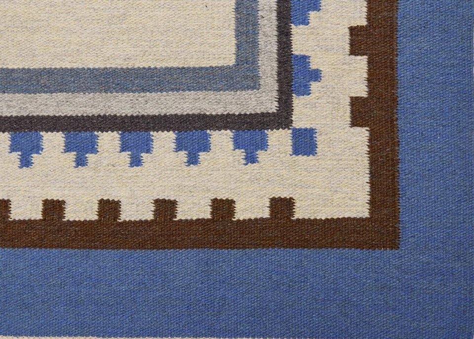 Blue Flat weave Scandinavian Swedish Kilim Rug for Living Room Area Rug Bedroom - Image 3 of 4