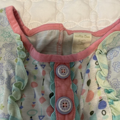 USED MATILDA JANE Blue Paisley Ruffled 2 Pc Shorts Pajama Set Girls Size 6 - Picture 7 of 14
