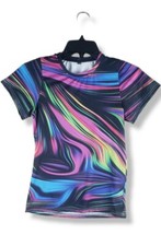 Boys Girls Cool 3d graphic summer stretch Sport short sleeve t shirts Colorful M