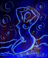 Oil Painting  Blue NUDE SIGNED  Original on canvas IMPRESSIONIST RTscHRH