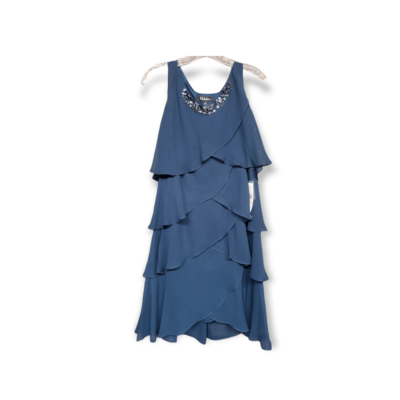 SL Fashion Tulip Tier Dress Beaded Neckline Chiffon Shift NWOT Size 10  Petite | eBay