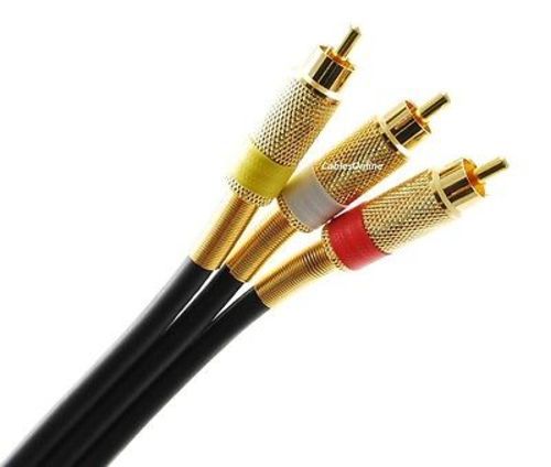 1ft Premium Grade 3-RCA Male to 3-RCA Male 24k Gold-Plated Audio/Video Cable - Picture 3 of 4