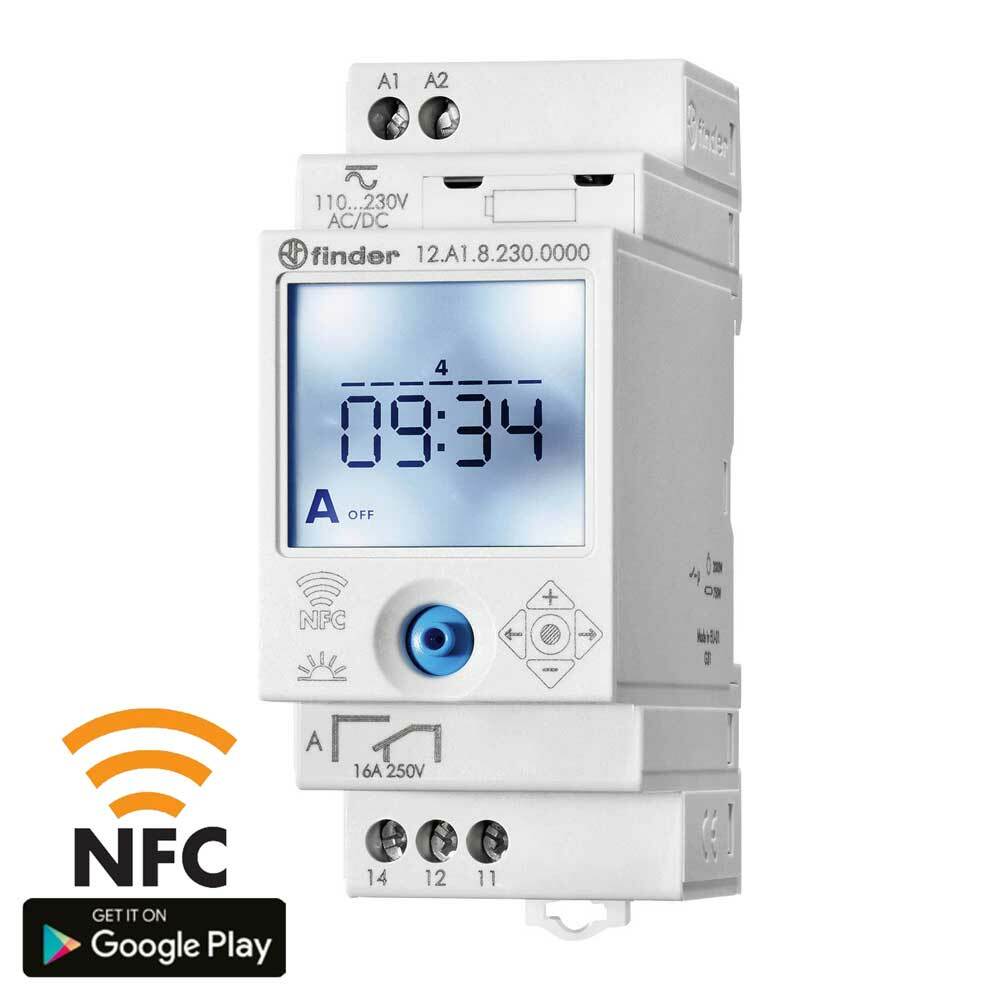 Finder 12.A1.8.230.0000 Interruttore Orario/Astronomico Settimanale NFC