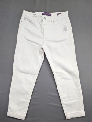 Gloria Vanderbilt Women's Cuffed Boyfriend Jeans size 4 White