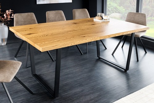Moderner Esstisch LOFT 160cm Eichenholz-Design schwarze Metallbeine Kufengestell - Bild 3 von 12