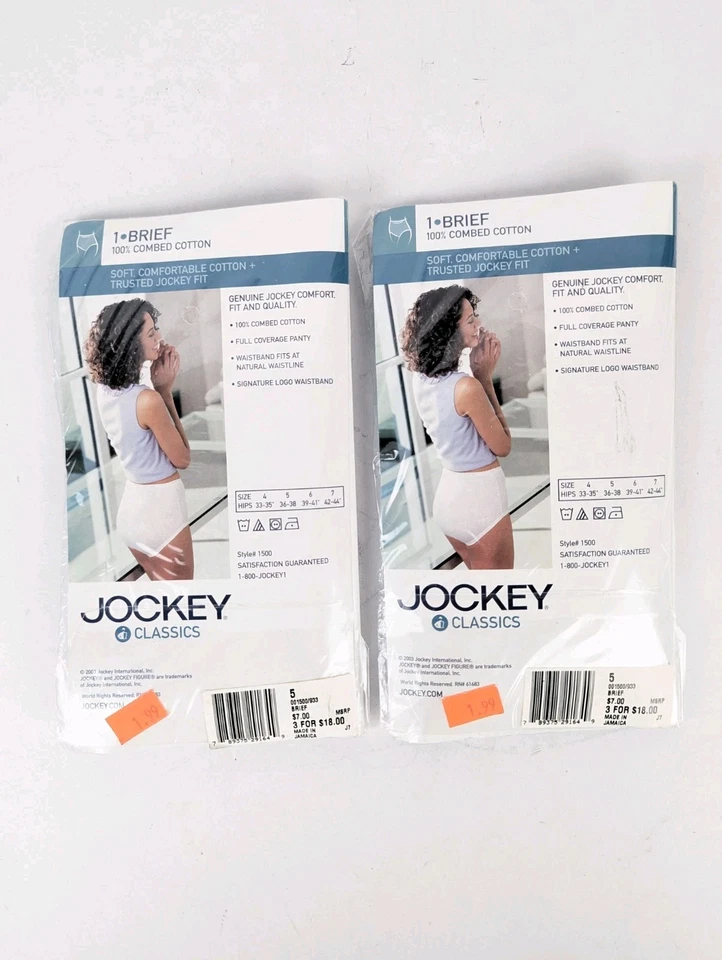 2x NEW Womens Sz 5 Jockey 2003 Classics Brief Cut Green Cotton Panties Underwear - Image 2 of 2