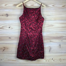 Y2K My Michelle Dress 11 Red Satin Slip Floral Whimsigoth USA