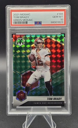 2021 Panini Mosaic Tom Brady # 186 Green Mosaic PSA 10 GEM MINT Tampa Bay