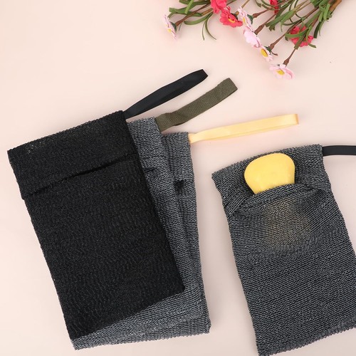 3 Stück Seifenbeutel Peeling Spartasche, Nylon Netz Stab Schaum grau - Bild 6 von 9