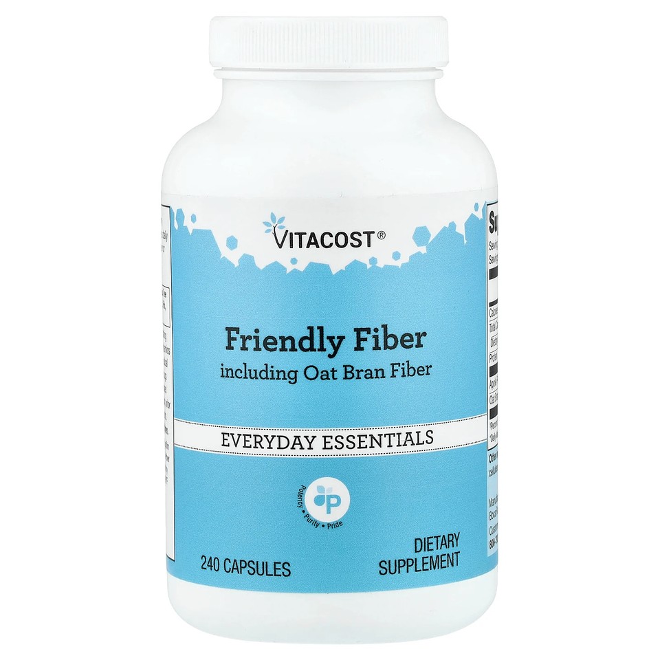 Friendly Fiber Including Oat Bran Fiber, 240 Capsules