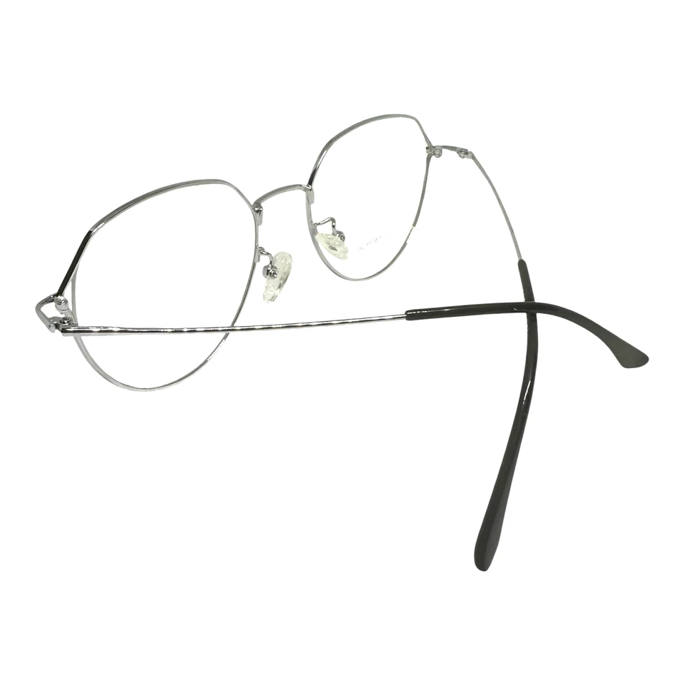 Anteojos para mujer redondos plateados de metal negro peso ligero 53-18-142 nueva altura Foto 3 de 4