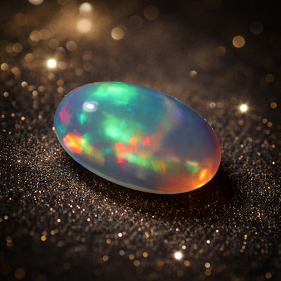 6.7 Ct Ethiopian Opal Multi Oval Rot Gelb Grün Feuer Natural