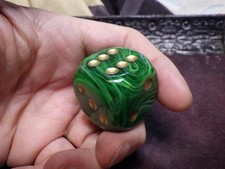 Chessex Jumbo 30mm D6 Vortex Green Gold Dice Extra Large XL RPG D D Tabletop Die